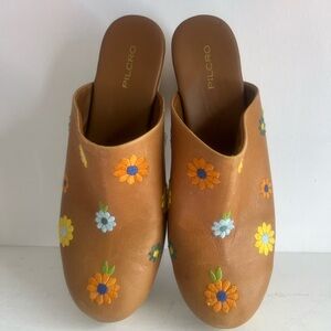 🌼 Anthropologie Pilcro Floral Embroidered Platform Clogs EU 40